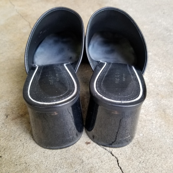 Rag & Bone Black Leather Suede Millie Mules Lucite - Picture 2 of 9